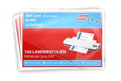 Laminierfolien IBM Card (59 x 83 mm), 2 x 80 Mic, glänzend